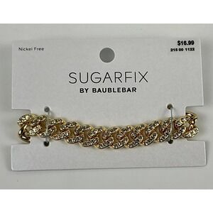 Sugarfix by BaubleBar Gold Tone Rhinestone Chain Bracelet Nickel Free‎